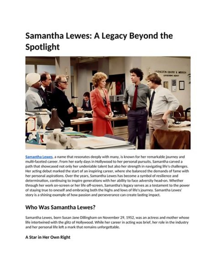 The Unforgettable Samantha Lewes: A Journey Through Her Life And Legacy